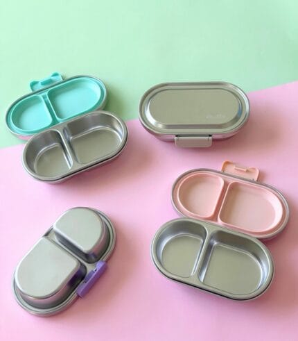 Kaally Non-Toxic Lunchbox - 400mL Stainless Steel 2-Compartment Snack Container Kids