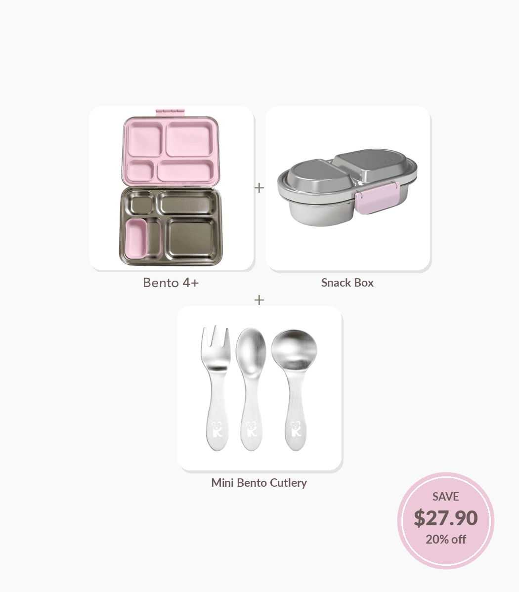 BUNDLE-bento-snackbox-kit-2026 Bento + Snack Box Kit — Kaally Bento 4+ lunchbox, the new 2026 Snack Box and the Mini Bento Cutlery Set, save $27.90