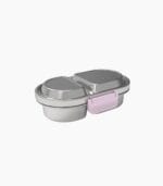 Kaally Snack Box New 2026 Edition in Blush — stainless steel two-compartment kids snack box with plastic clip
