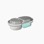 Kaally Snack Box New 2026 Edition in Mint — stainless steel two-compartment kids snack box with plastic clip