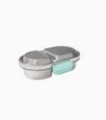Kaally Snack Box New 2026 Edition in Mint — stainless steel two-compartment kids snack box with plastic clip