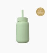 Kaally Glass Smoothie Bottle in Mint Green with the Clean + Conscious Awards 2026 Gold Winner rosette, Best Reusable Bottle / Cup