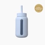 Kaally Glass Smoothie Bottle in Sky Blue with the Clean + Conscious Awards 2026 Gold Winner rosette, Best Reusable Bottle / Cup