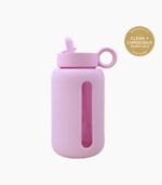 Kaally Glass Bottle 500mL in Baby Pink with the Clean + Conscious Awards 2026 Gold Winner rosette, Best Reusable Bottle / Cup